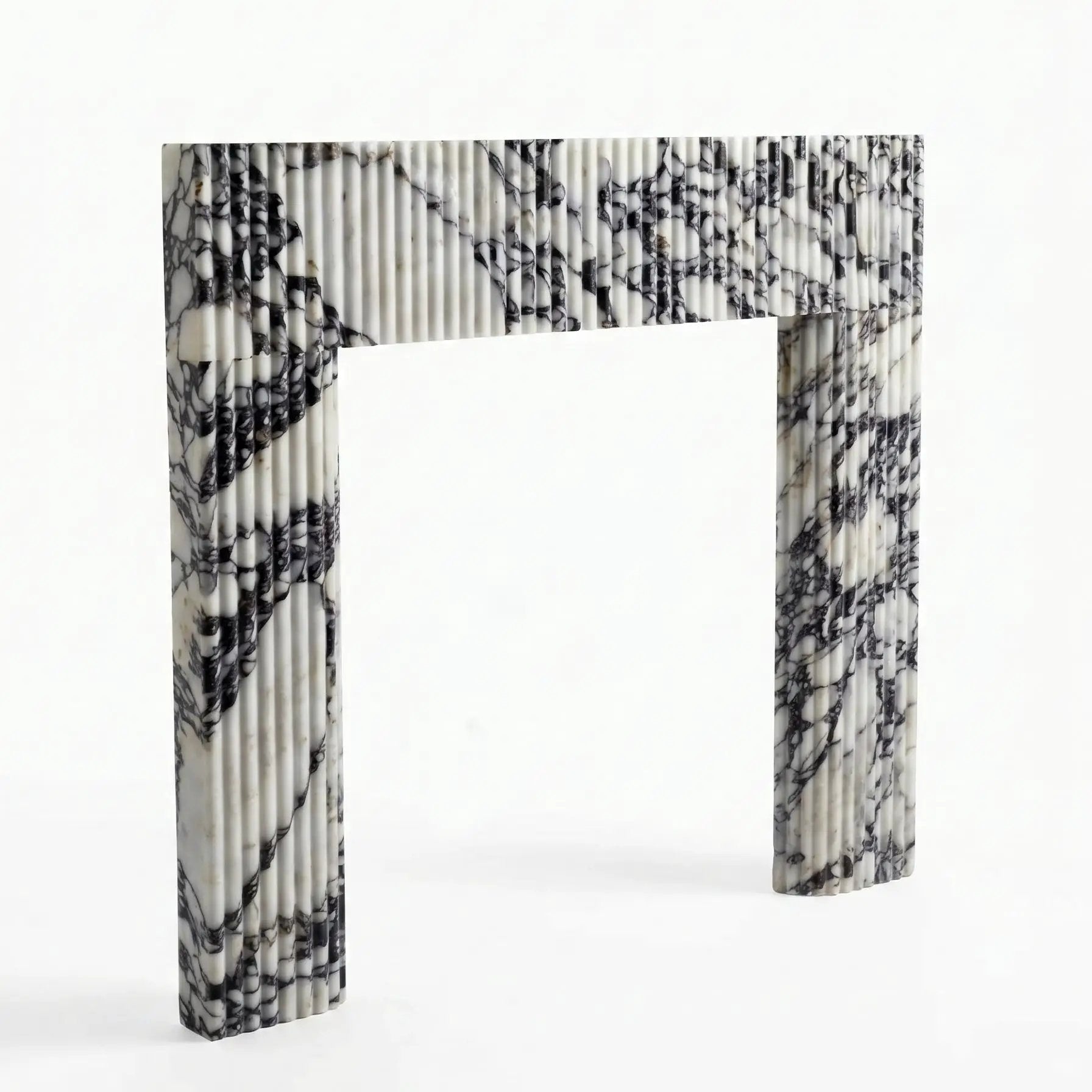 Calacatta Viola Marble Fluted Fireplace Mantel Polished 36x40 by GobekDesign