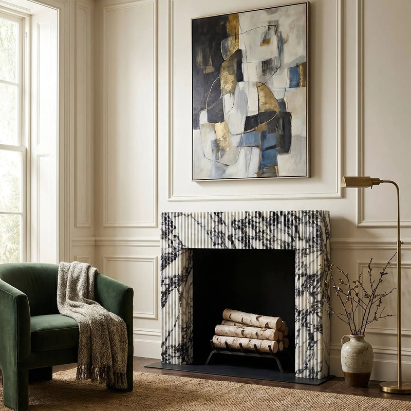 Calacatta Viola Marble Fluted Fireplace Mantel Polished 36x40 by GobekDesign