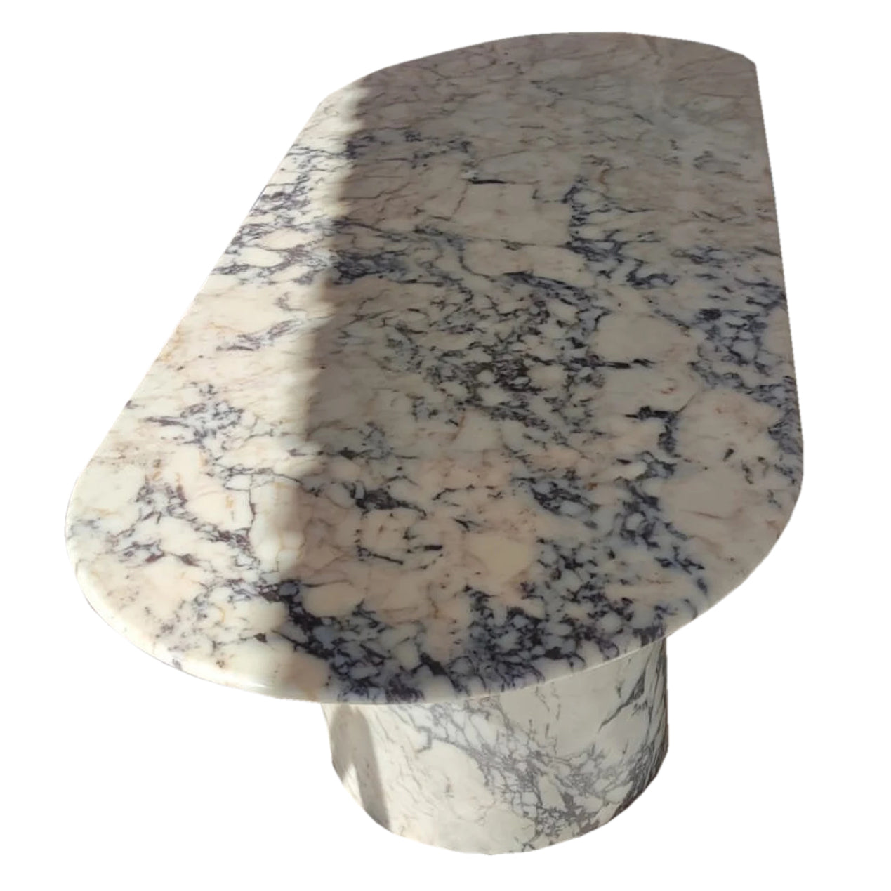 Calacatta Viola Marble Oval Dining Table with C Shape Marble Legs Polished (W)36" (L)88" (H)29" by GobekDesign