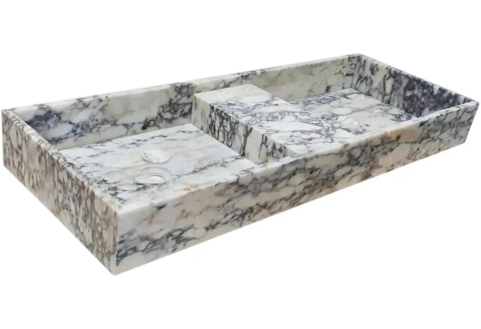 Calacatta Viola Marble Double Bathroom Sink 19x53x6 Polished by GobekDesign