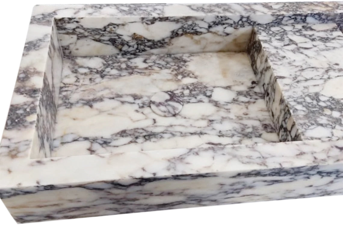 Calacatta Viola Marble Double Bathroom Sink Polished (W)19" (L)53" (H)6" by GobekDesign