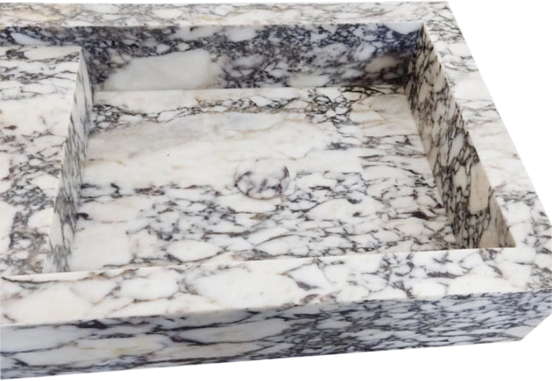 Calacatta Viola Marble Double Bathroom Sink Polished (W)19" (L)53" (H)6" by GobekDesign
