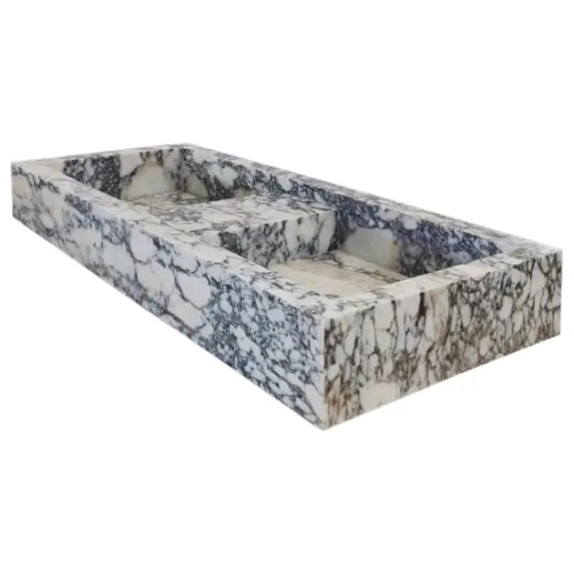 Calacatta Viola Marble Double Bathroom Sink 19x53x6 Polished by GobekDesign
