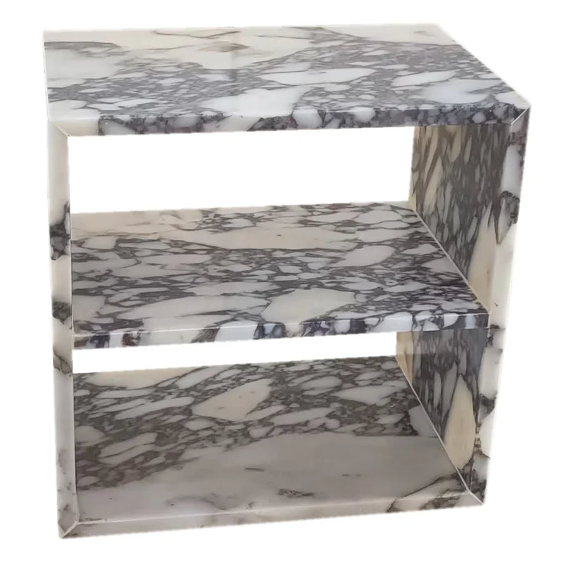 Calacatta Viola Marble End/Side Table, Nightstand Polished (W)14" (L)18" (H)18" by GobekDesign