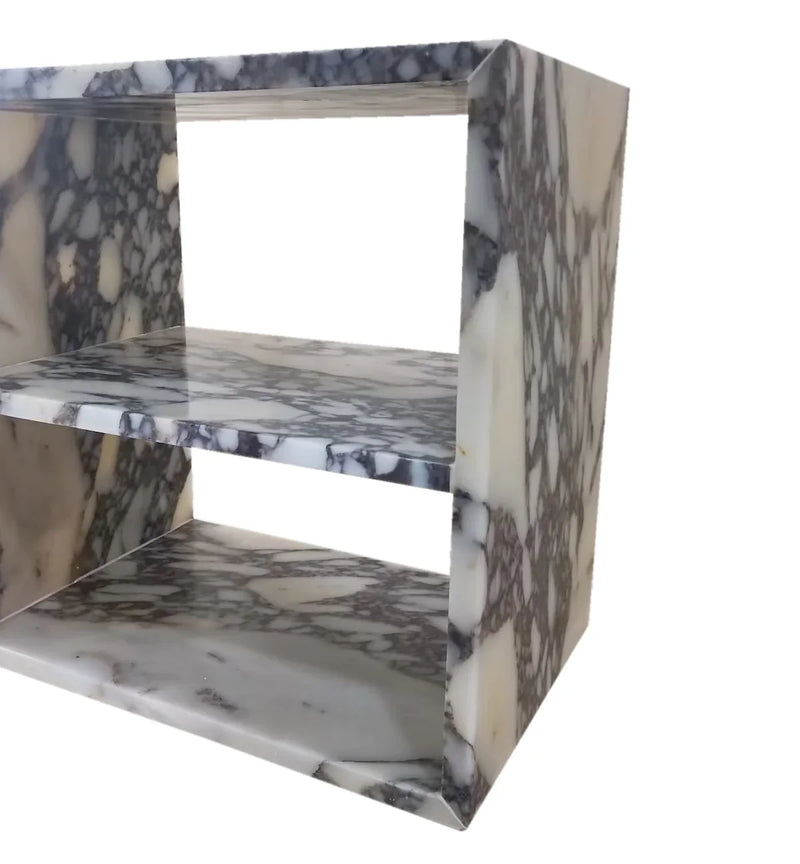 Calacatta Viola Marble End/Side Table, Nightstand Polished (W)14" (L)18" (H)18" by GobekDesign
