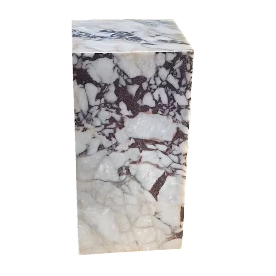 Calacatta Viola Marble Cube Design End/Side Table, Nightstand Polished (W)14" (L)14" (H)24" by GobekDesign
