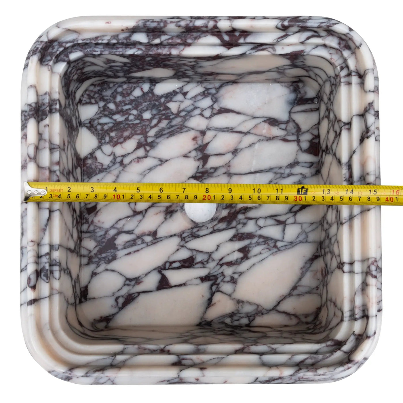 Calacatta Viola Marble Rectangular Ribbed Bathroom Sink - 16x16x6 by GobekDesign