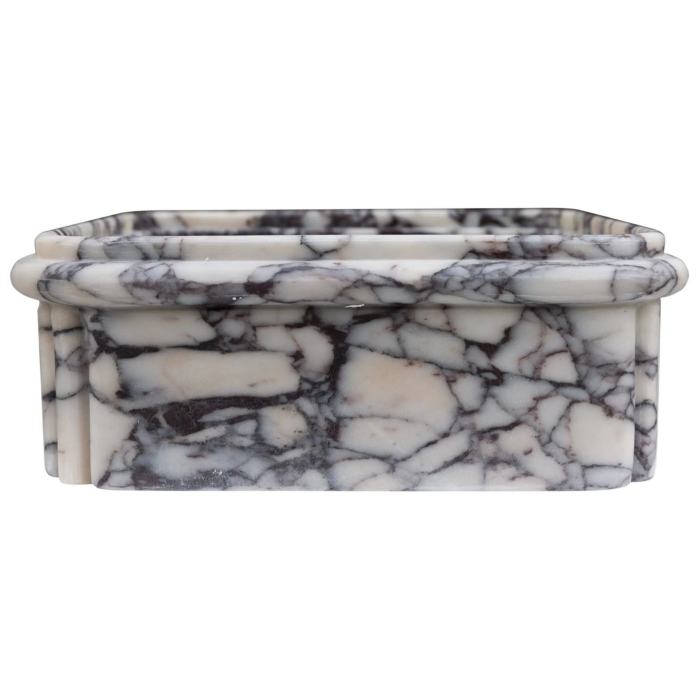 Calacatta Viola Marble Rectangular Ribbed Bathroom Sink - 16x16x6 by GobekDesign