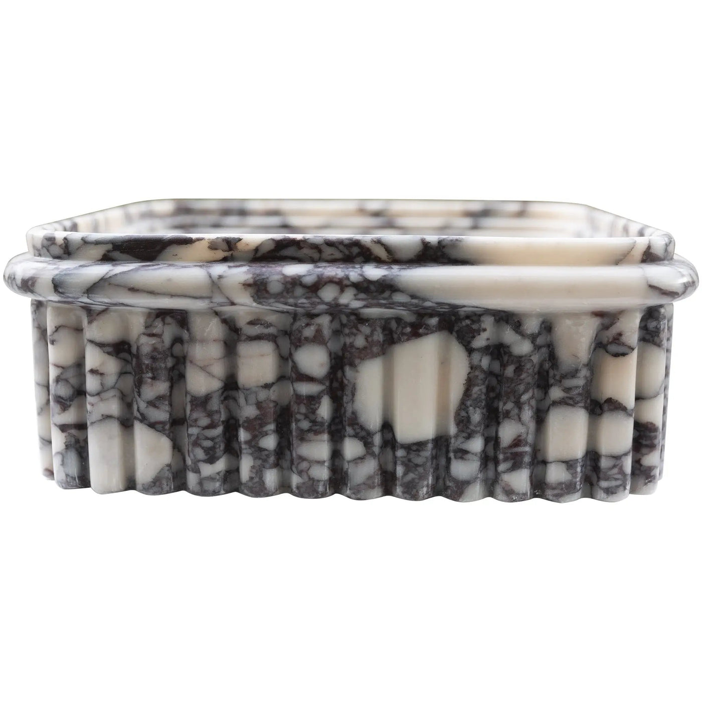 Calacatta Viola Marble Rectangular Ribbed Bathroom Sink - 16x16x6 by GobekDesign