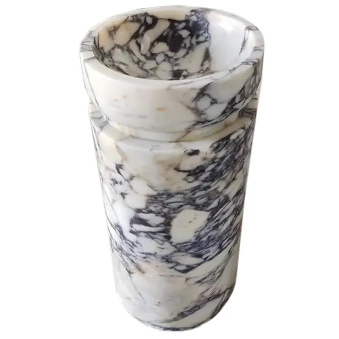 Calacatta Viola Marble Designer Pedestal Stand-Alone Bathroom Sink Polished 18x18x33 by GobekDesign