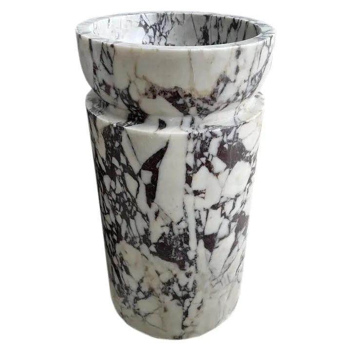 Calacatta Viola Marble Designer Pedestal Stand-Alone Bathroom Sink Polished 18x18x33 by GobekDesign