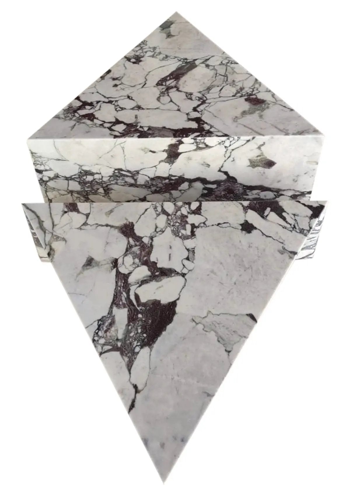 Calacatta Viola Marble Coffee Table Polished Triangular Design Handcrafted Set of Two by GobekDesign