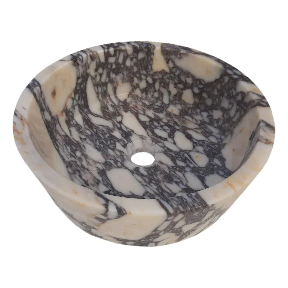 Calacatta Viola Marble Round Vessel Sink 16 Inch Honed Matte by GobekDesign