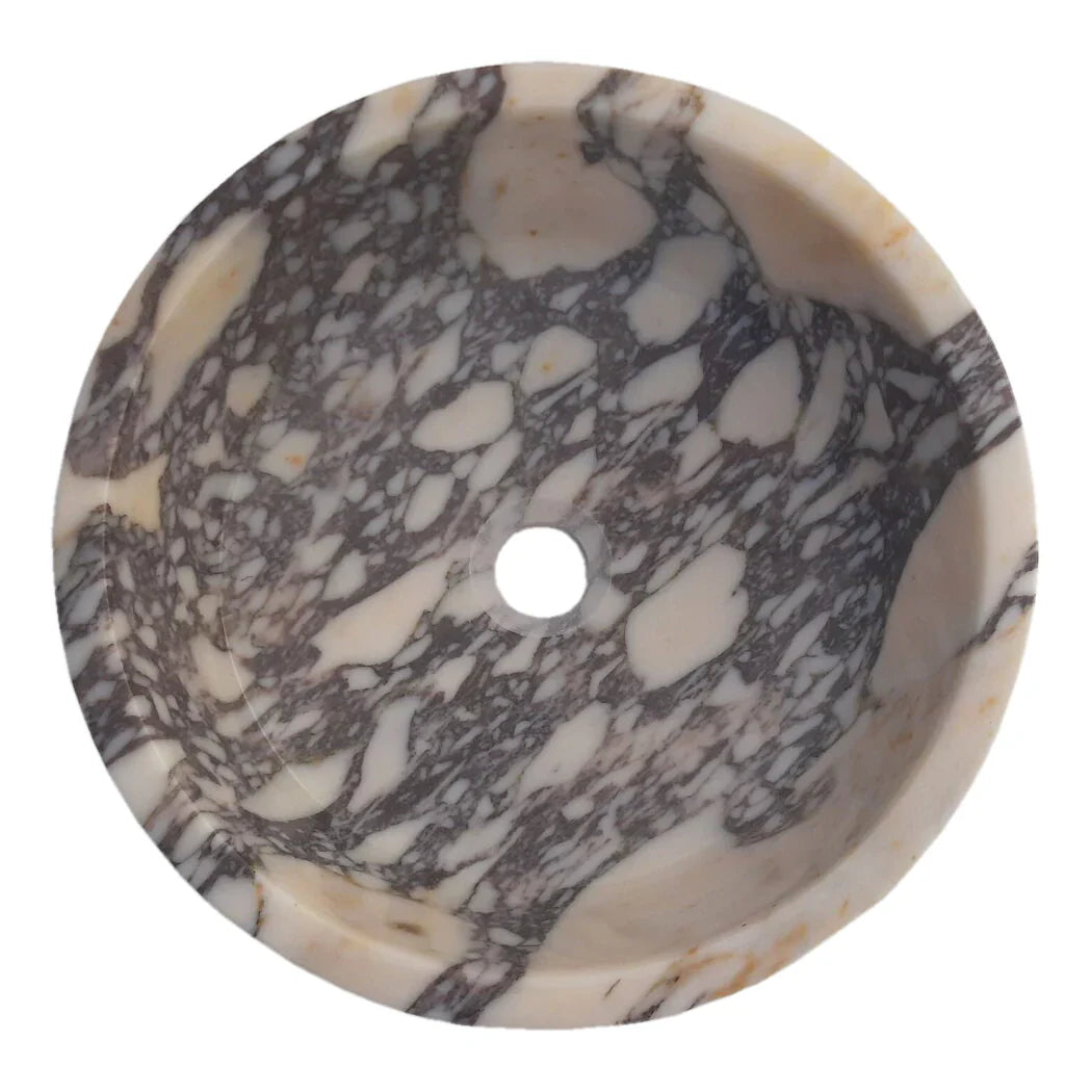 Calacatta Viola Marble Round Vessel Sink 16 Inch Honed Matte by GobekDesign