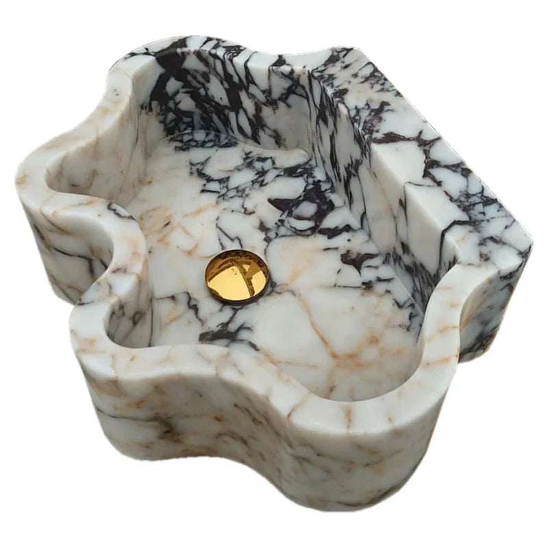 Calacatta Viola Marble Wall-mount Bathroom Sink Wavy Edges (W)16" (L)21" (H)6" by GobekDesign