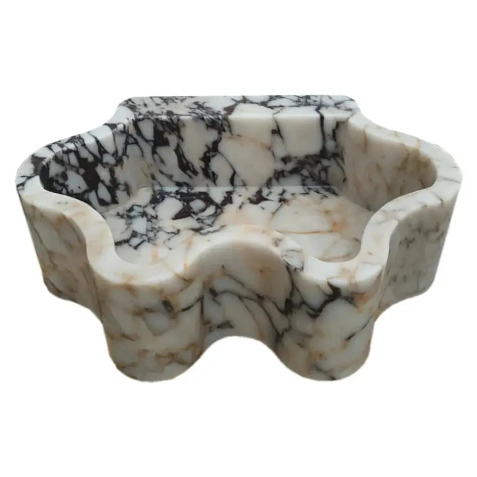 Calacatta Viola Marble Wall Mount Bathroom Sink - Wavy Edge 16x21x6 by GobekDesign