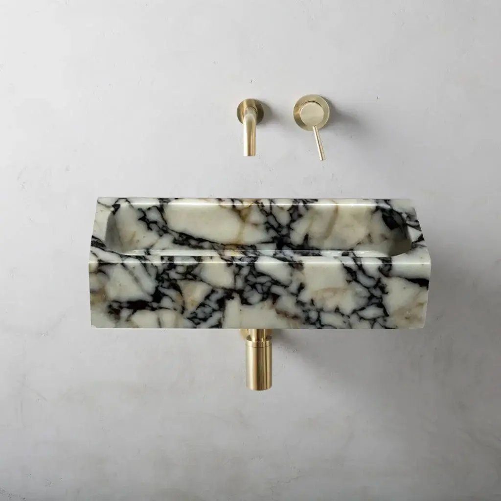 Calacatta Viola Marble Rectangular Wall Mount Bathroom Sink 12x20 by GobekDesign