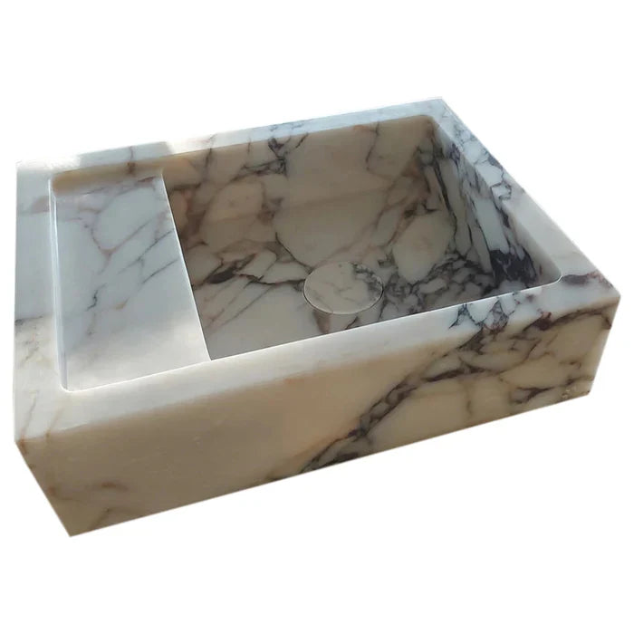 Calacatta Viola Natural Marble Wall-Mount Bathroom Sink 14x18 by GobekDesign