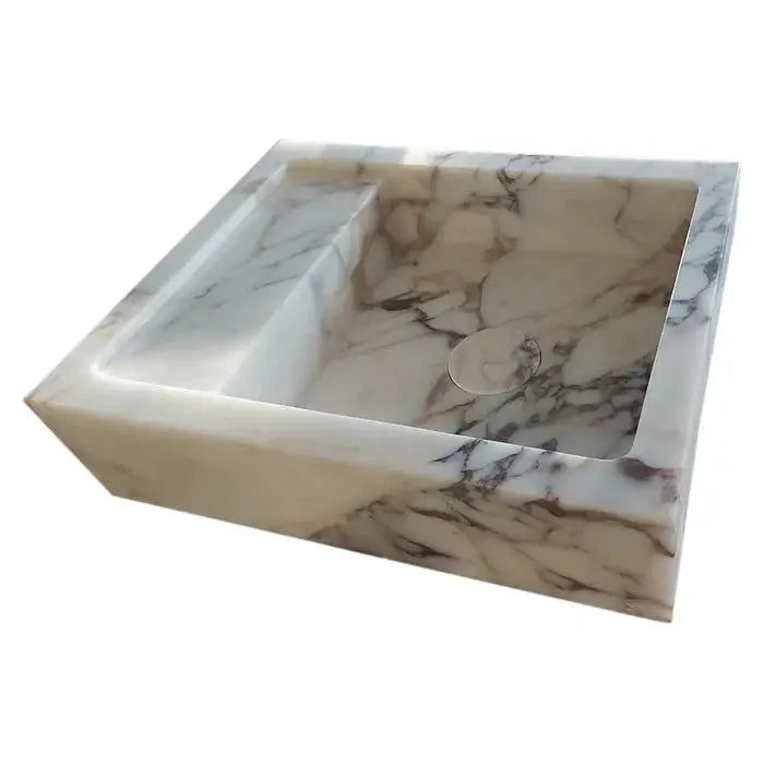 Calacatta Viola Natural Marble Wall-Mount Bathroom Sink 14x18 by GobekDesign