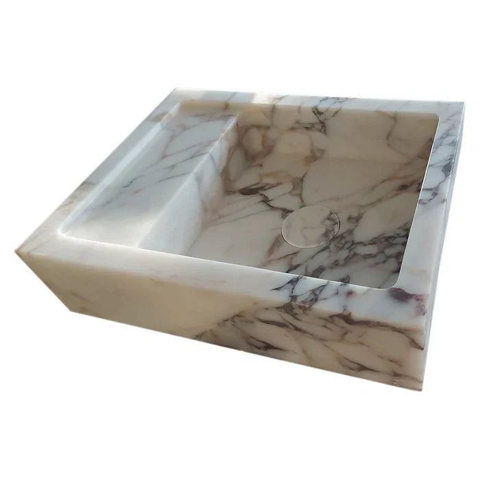 Calacatta Viola Marble Wall-mount Bathroom Sink (W)14" (L)18" (H)5" by GobekDesign