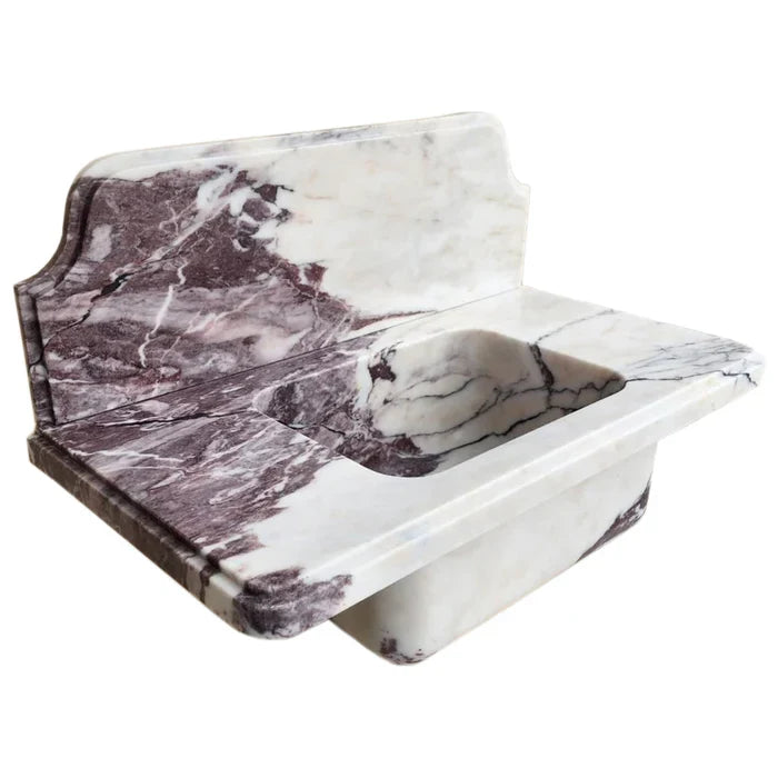 Calacatta Viola Marble Wall-mount Bathroom Sink with 10" Backsplash (W)16" (L)30" (H)8" by GobekDesign