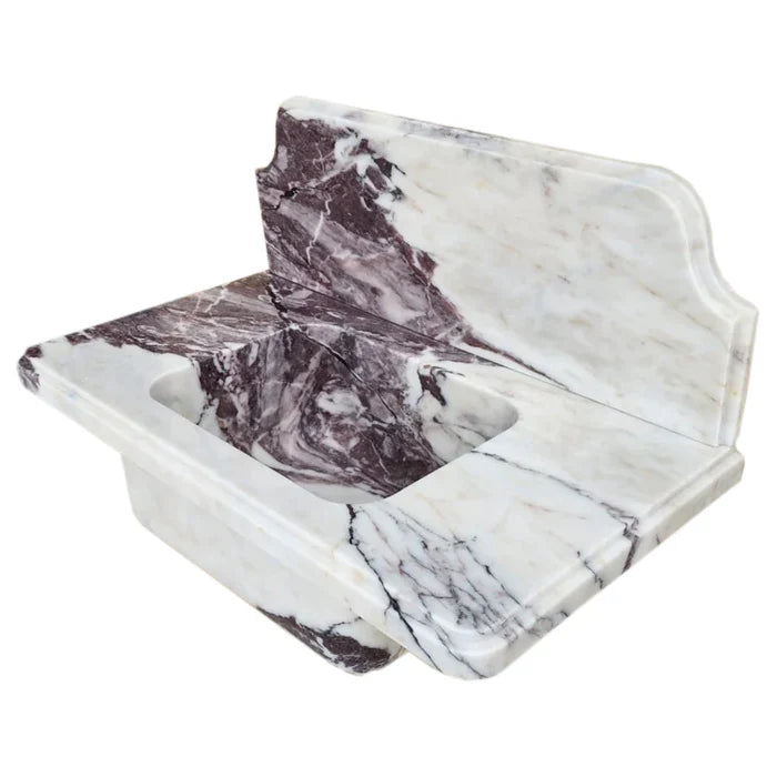 Calacatta Viola Marble Wall-mount Bathroom Sink with 10" Backsplash (W)16" (L)30" (H)8" by GobekDesign