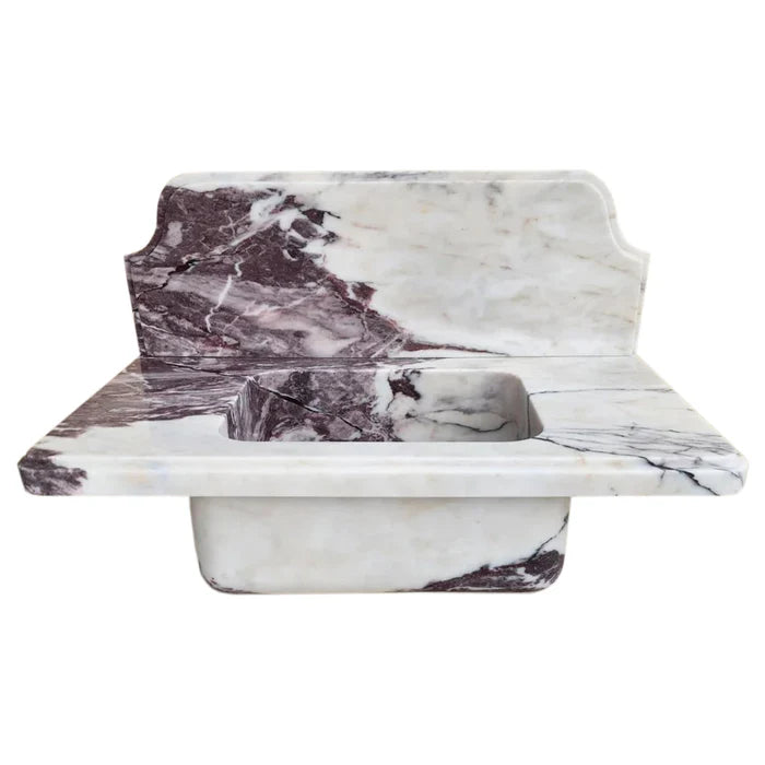 Calacatta Viola Marble Wall-mount Bathroom Sink with 10" Backsplash (W)16" (L)30" (H)8" by GobekDesign