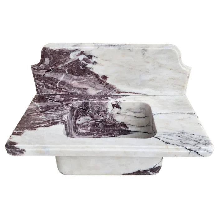 Calacatta Viola Marble Wall-mount Bathroom Sink with 10" Backsplash (W)16" (L)30" (H)8" by GobekDesign