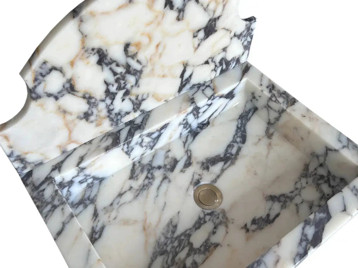 Calacatta Viola Marble Wall-Mount Bathroom Sink 18x24 Backsplash by GobekDesign