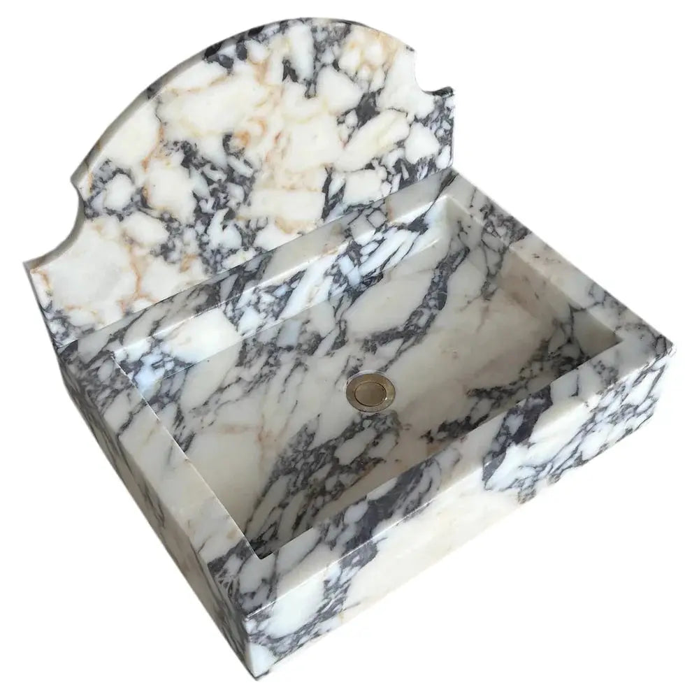Calacatta Viola Marble Wall-Mount Bathroom Sink 18x24 Backsplash by GobekDesign
