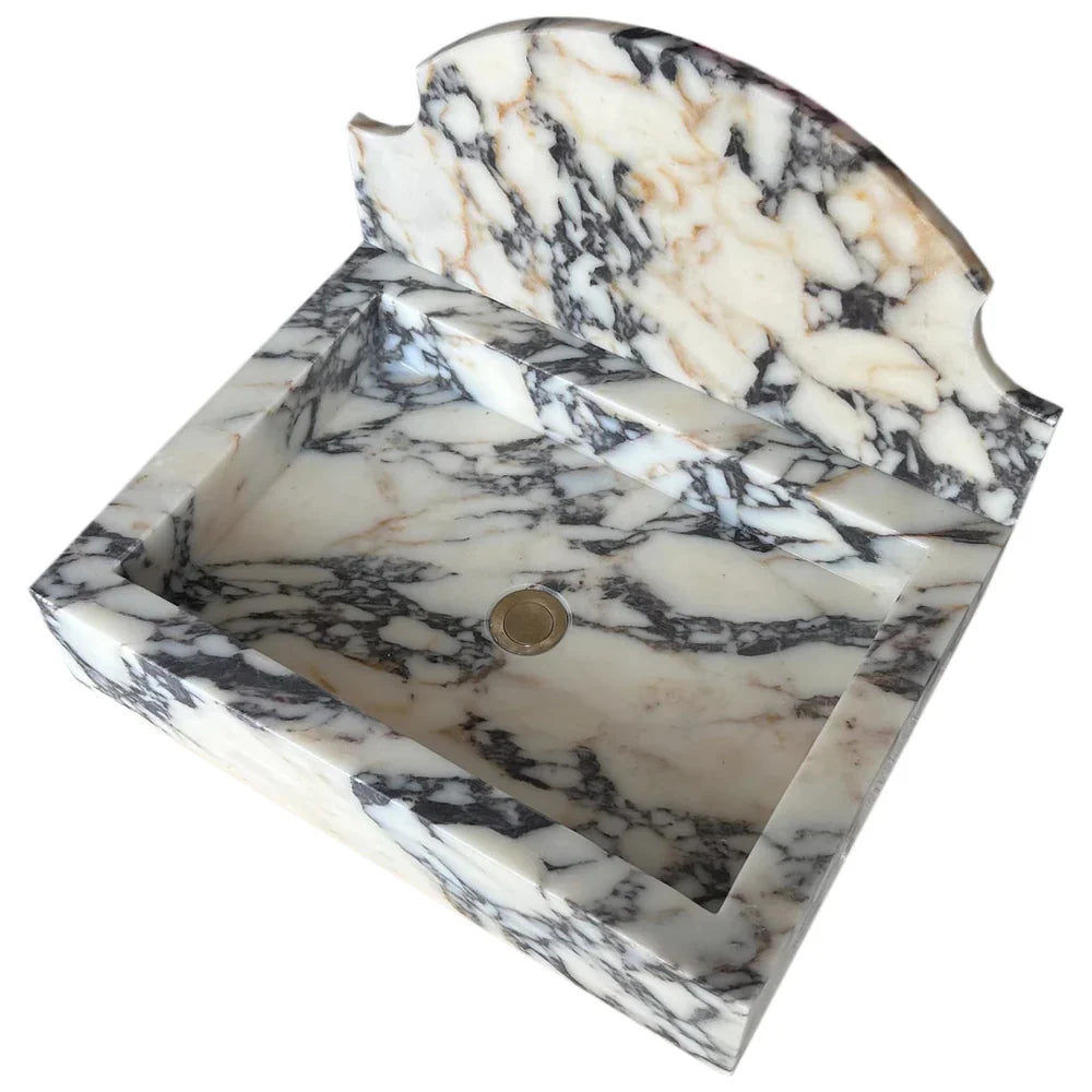 Calacatta Viola Marble Wall-Mount Bathroom Sink with Backsplash (W)18" (L)24" (H)6" by GobekDesign