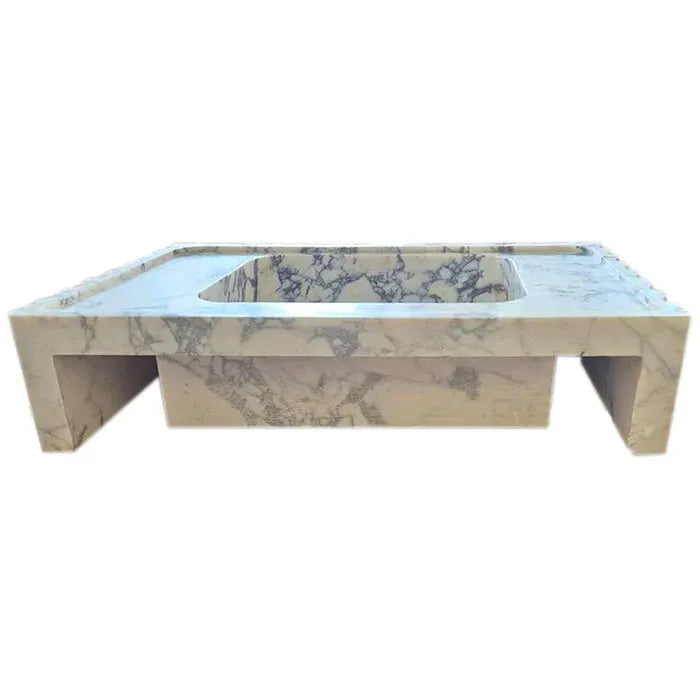 Calacatta Viola Marble Wall-Mount Bathroom Vanity Sink - Fluted U Form 18 by 28 by 6 Inches by GobekDesign