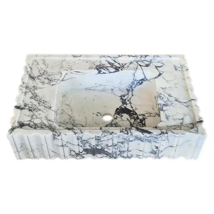 Calacatta Viola Marble Wall-Mount Bathroom Vanity Sink - Fluted U Form 18 by 28 by 6 Inches by GobekDesign