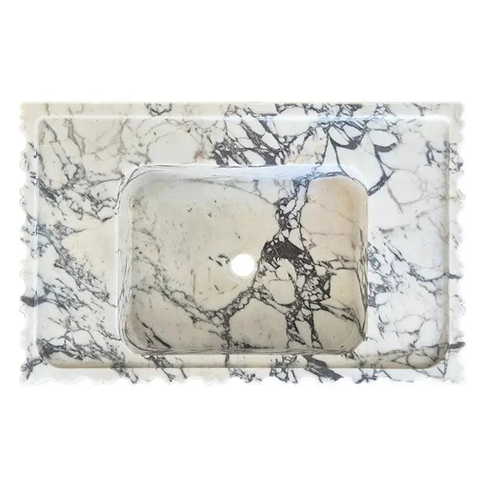 Calacatta Viola Marble Wall-Mount Bathroom Vanity Sink - Fluted U Form 18 by 28 by 6 Inches by GobekDesign