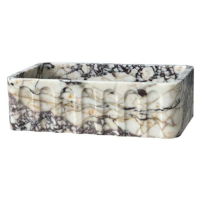 Calacatta Viola Marble Wall-mount Bathroom Vanity Sink Fluted Front (W)19.5" (L)31.5" (H)10" by GobekDesign