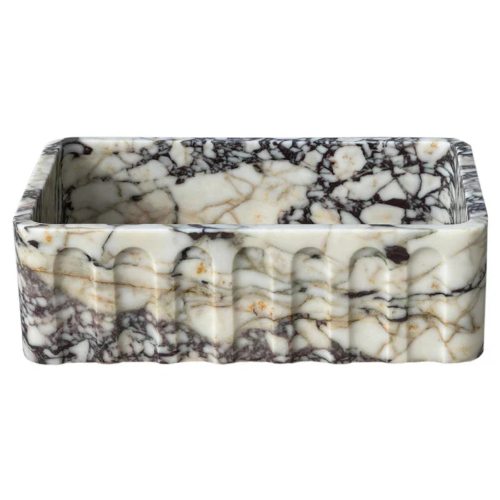 Calacatta Viola Marble Wall-mount Bathroom Vanity Sink Fluted Front (W)19.5" (L)31.5" (H)10" by GobekDesign