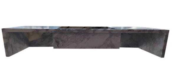 Calacatta Viola Marble Fluted Wall Mount Vanity Sink 20x56 Polished, back view
