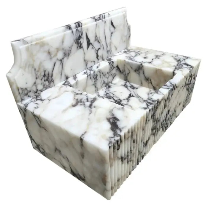 Calacatta Viola Marble Wall Mount Bathroom Vanity Sink - Fluted 21x37 by GobekDesign