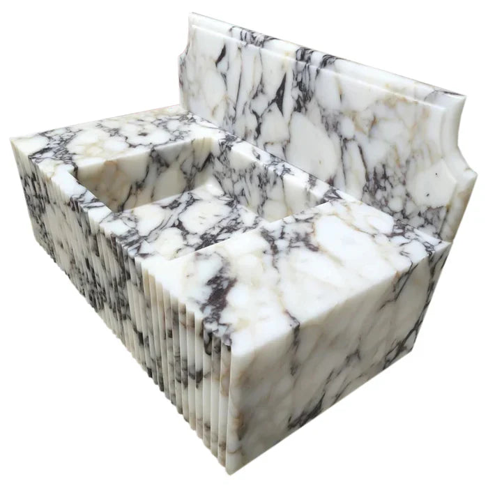 Calacatta Viola Marble Wall-mount Bathroom Vanity Sink Fluted Front (W)21" (L)37" (H)12" by GobekDesign