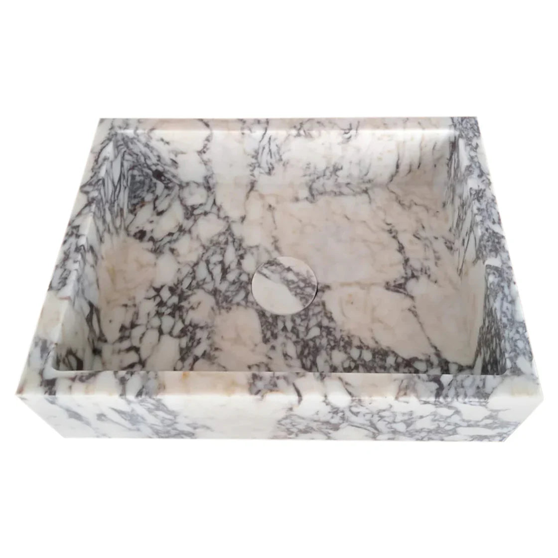Calacatta Viola Marble Rectangular Wall-mount Bathroom Sink Drain Cap (W)14" (L)18" (H)5" by GobekDesign