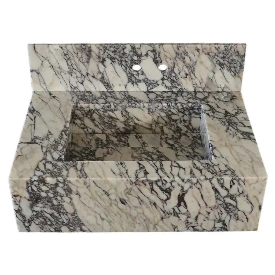 Calacatta Viola Marble Wall Mount Sink 21x34 - 8 inch Backsplash by GobekDesign