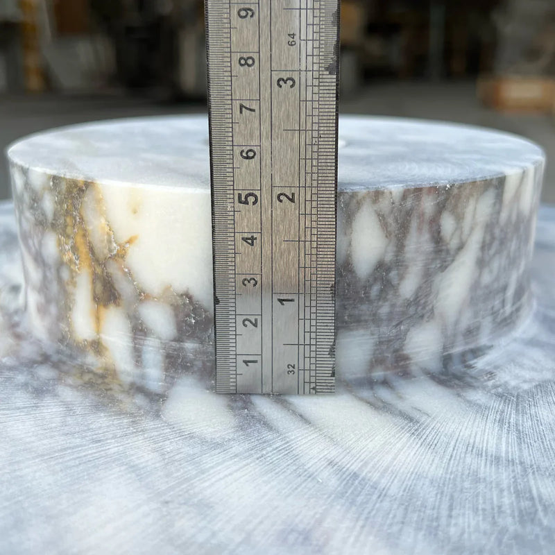Calacatta Viola Marble Natural Stone Round Above Vanity Bathroom Sink Polished (D)15.5" (H)4.5" by GobekDesign