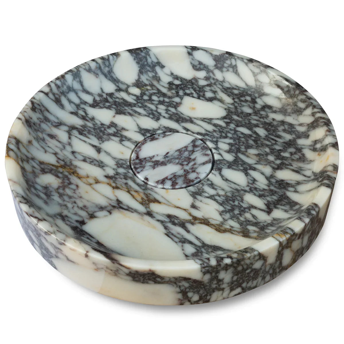 Calacatta Viola Marble Natural Stone Round Above Vanity Bathroom Sink Polished (D)15.5" (H)4.5" by GobekDesign