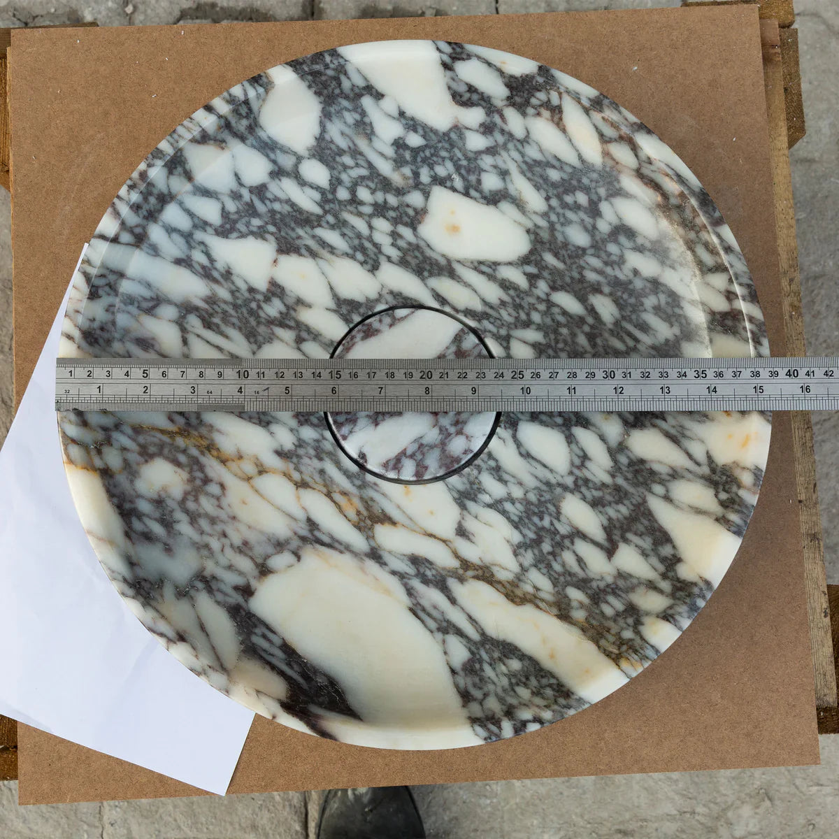 Calacatta Viola Marble Natural Stone Round Above Vanity Bathroom Sink Polished (D)15.5" (H)4.5" by GobekDesign