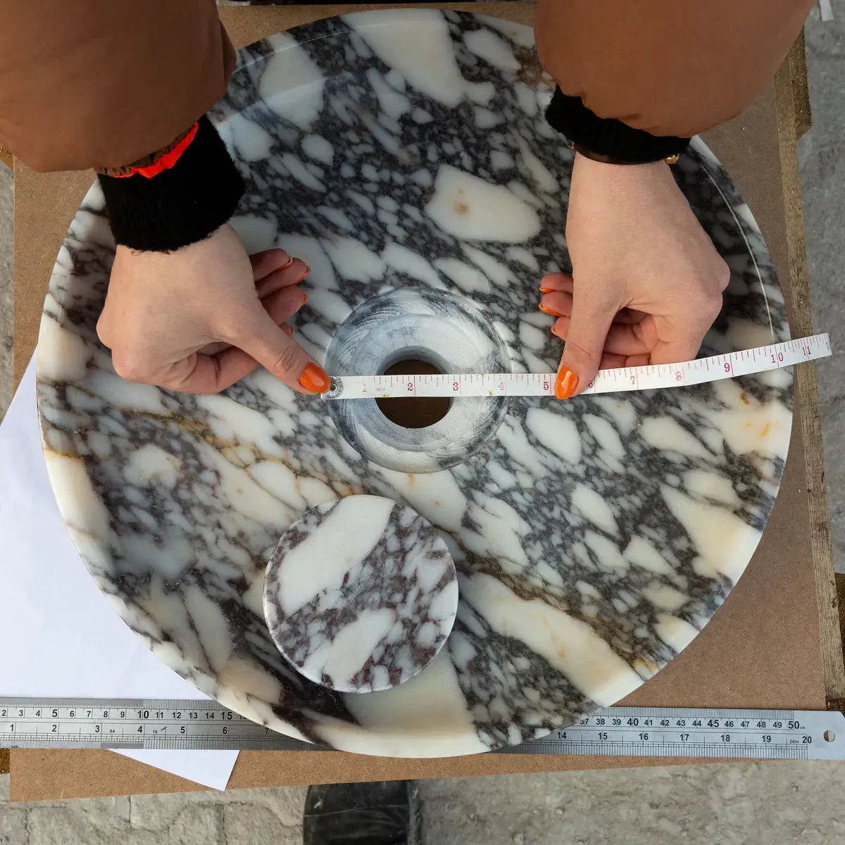 Calacatta Viola Marble Hand Sculpted Round Vessel Sink - Polished Finish 15.5x4.5 by GobekDesign