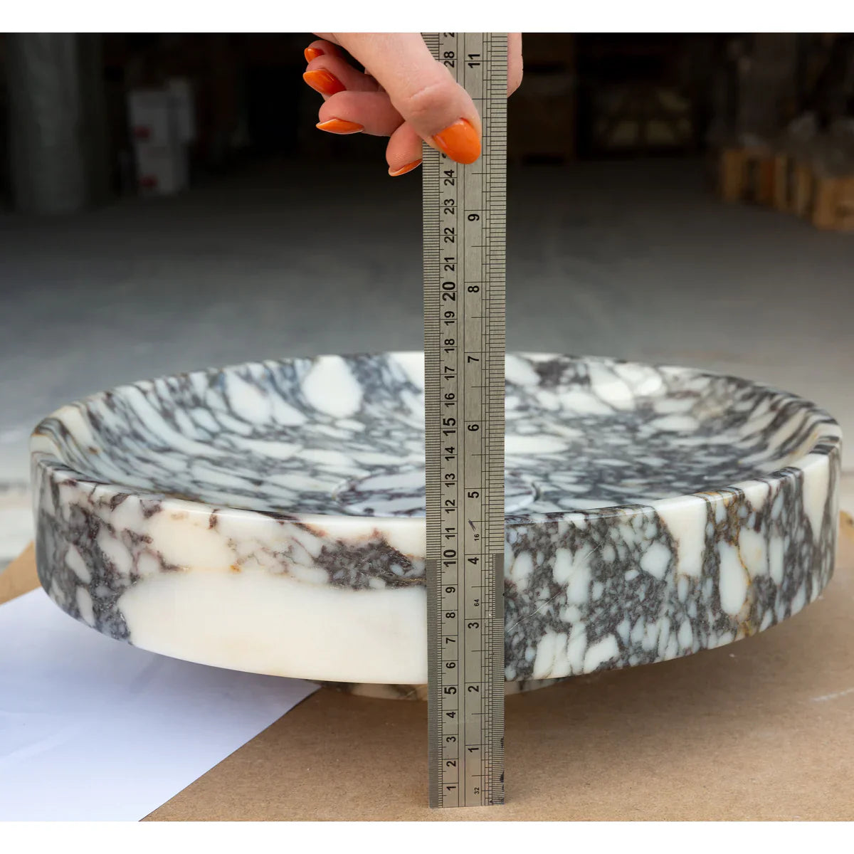 Calacatta Viola Marble Natural Stone Round Above Vanity Bathroom Sink Polished (D)15.5" (H)4.5" by GobekDesign