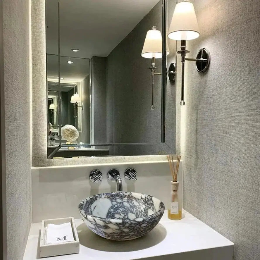 Calacatta Viola Marble Natural Stone Vessel Sink - Polished 16 Inch by GobekDesign