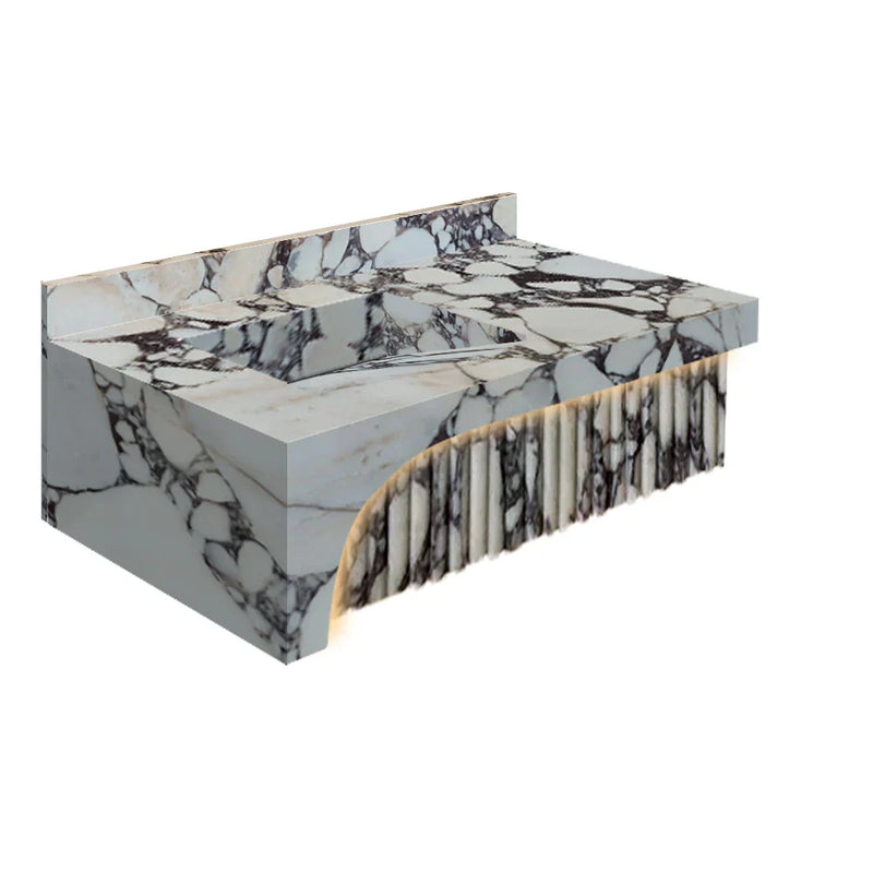 Calacatta Viola Marble Wall-mount Bathroom Sink Hidden Drain Set of 2 by GobekDesign