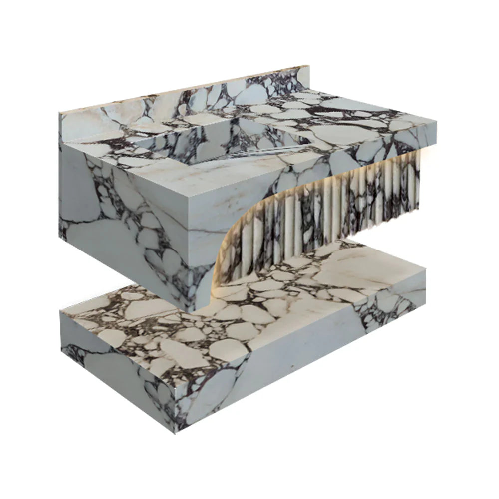 Calacatta Viola Marble Wall-mount Bathroom Sink Hidden Drain Set of 2 by GobekDesign