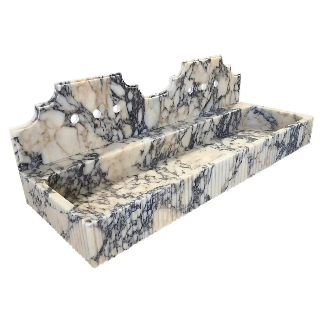 Calacatta Viola Marble Bathroom Sink - Wall-mount Fluted 20x55 by GobekDesign